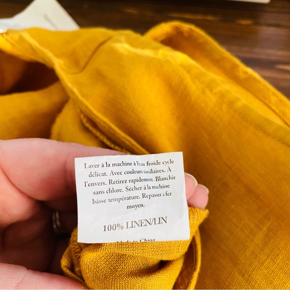 Grae Cove NWT 100% Linen Mustard Yellow Belted Cropped Jumpsuit Size L - Picture 8 of 11